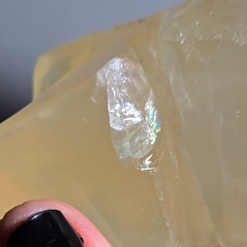 Citrine skull with rainbows and multiple star flash asterism - C59