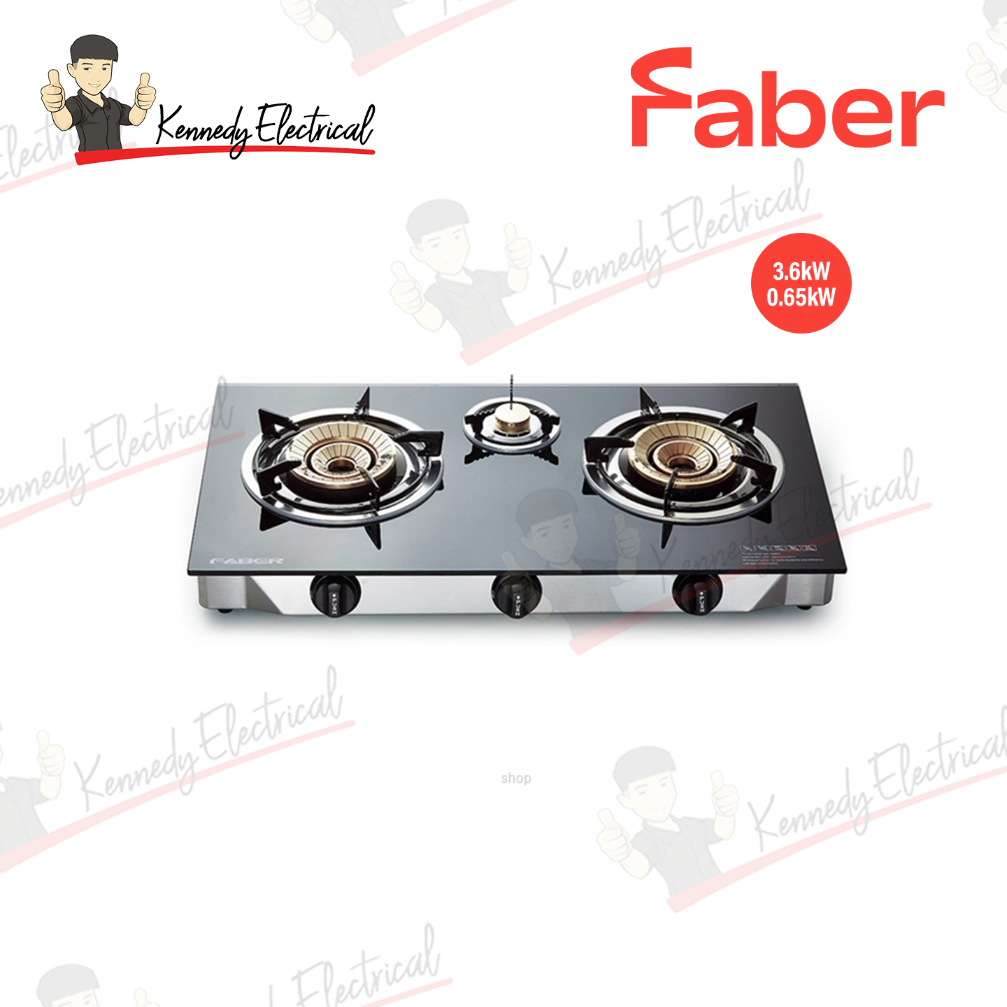 Faber 3.6Kw(R&L) 0.65Kw(M) Glass Cooker FC GLAZZO G3713