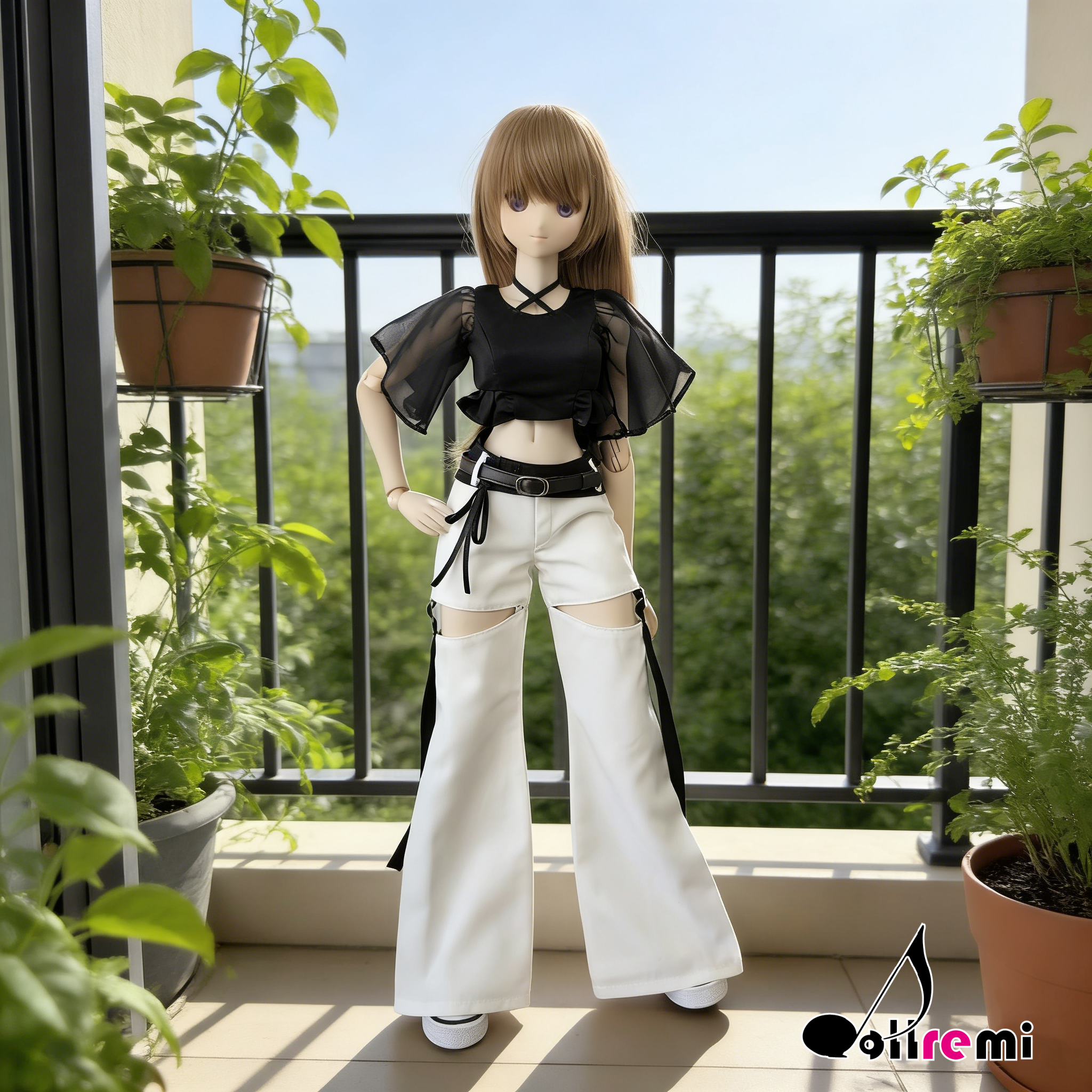 【dollremi】(DD0917D) 蝴蝶袖短款上衣 Crop top with butterfly sleeves