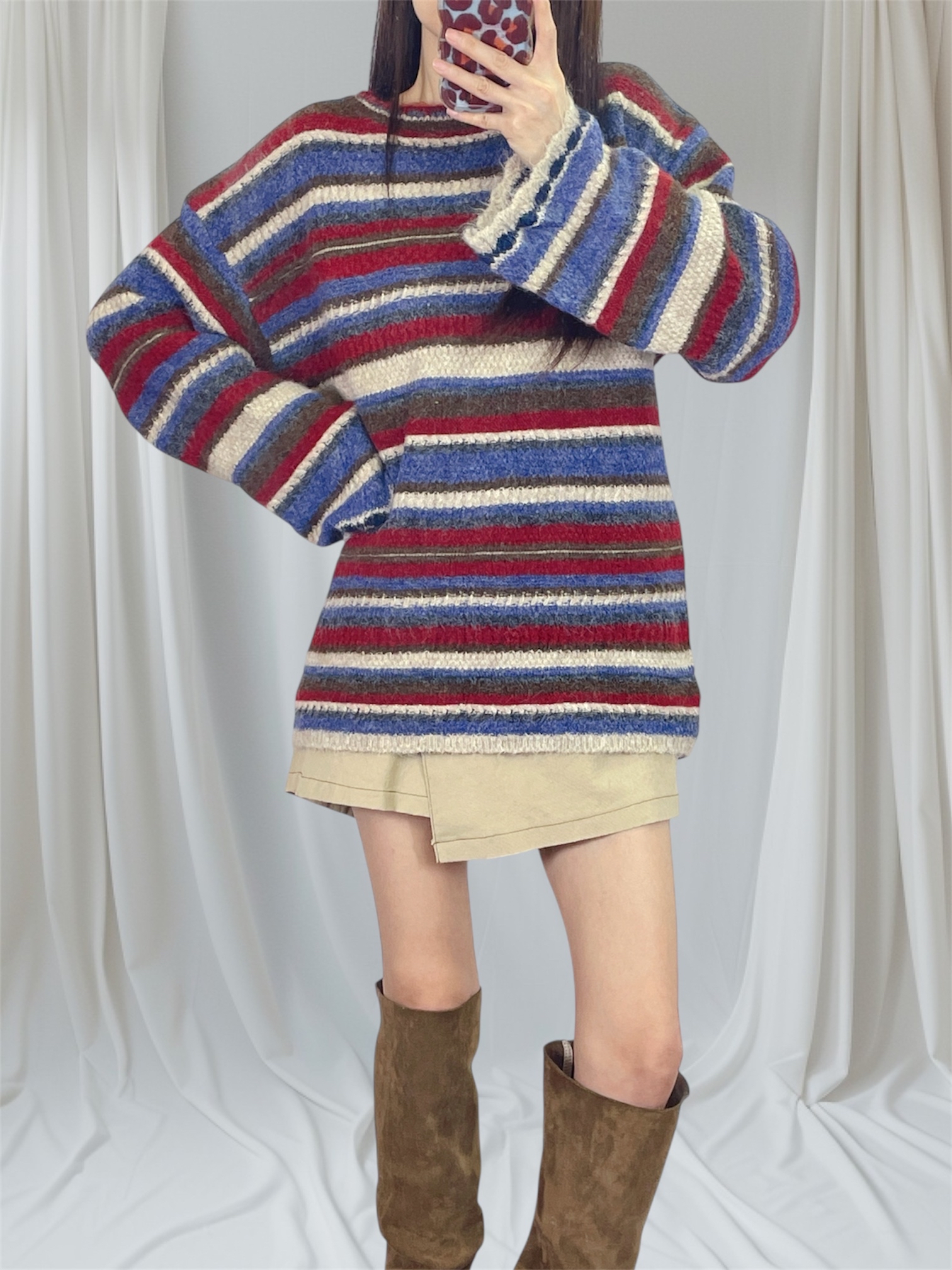 K5548 間色闊袖款針織