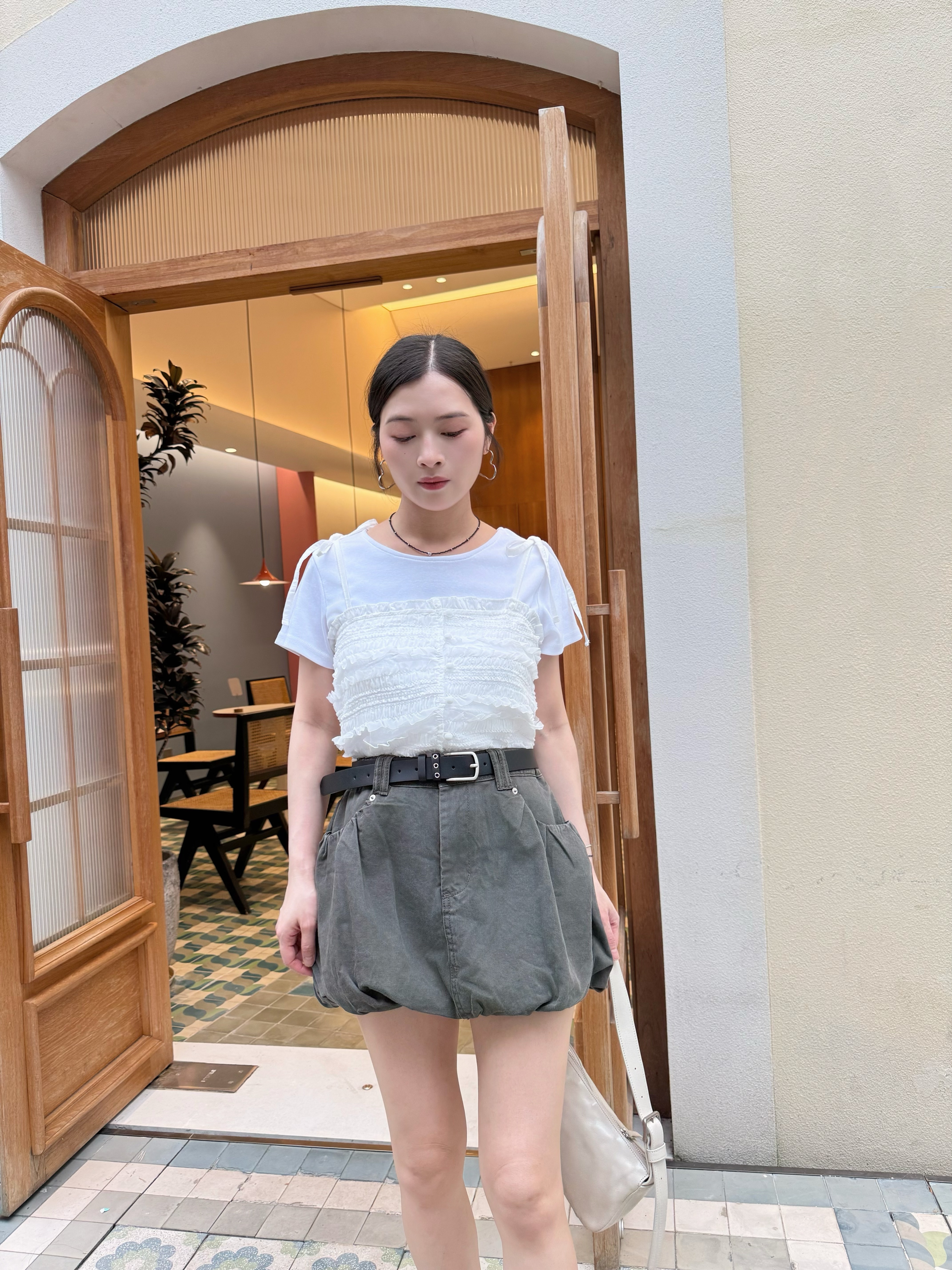 P68 連belt 泡泡裙褲