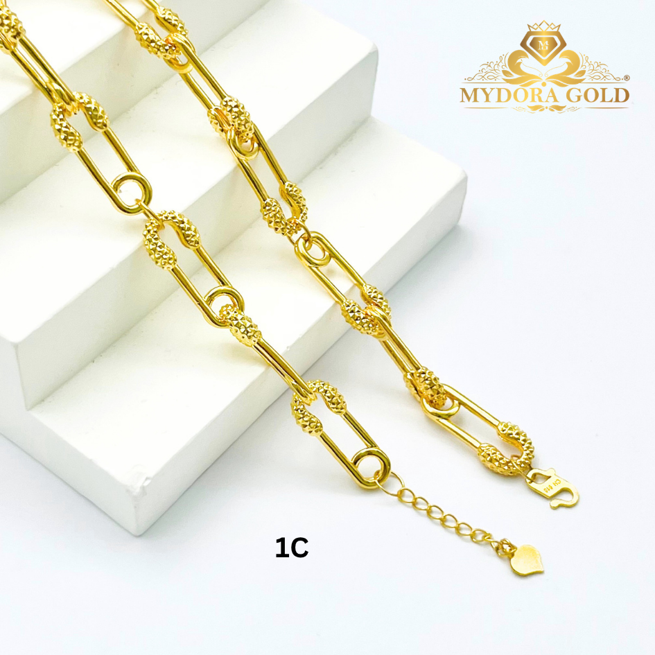 MYDORA Rantai Tangan Fesyen Safety Pin Link l EMAS 916/22K