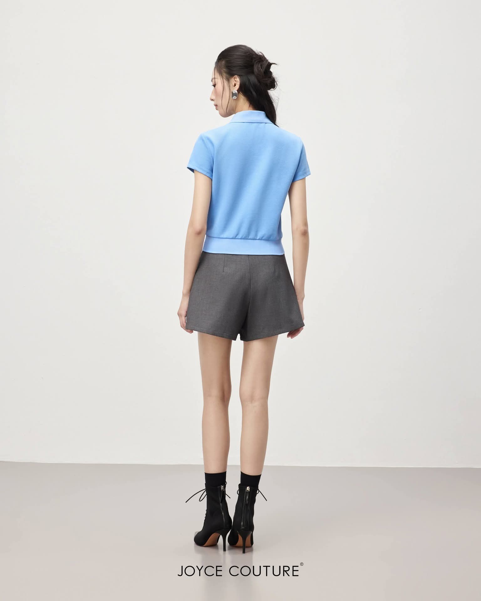 翻领罗纹针织上衣 T0769