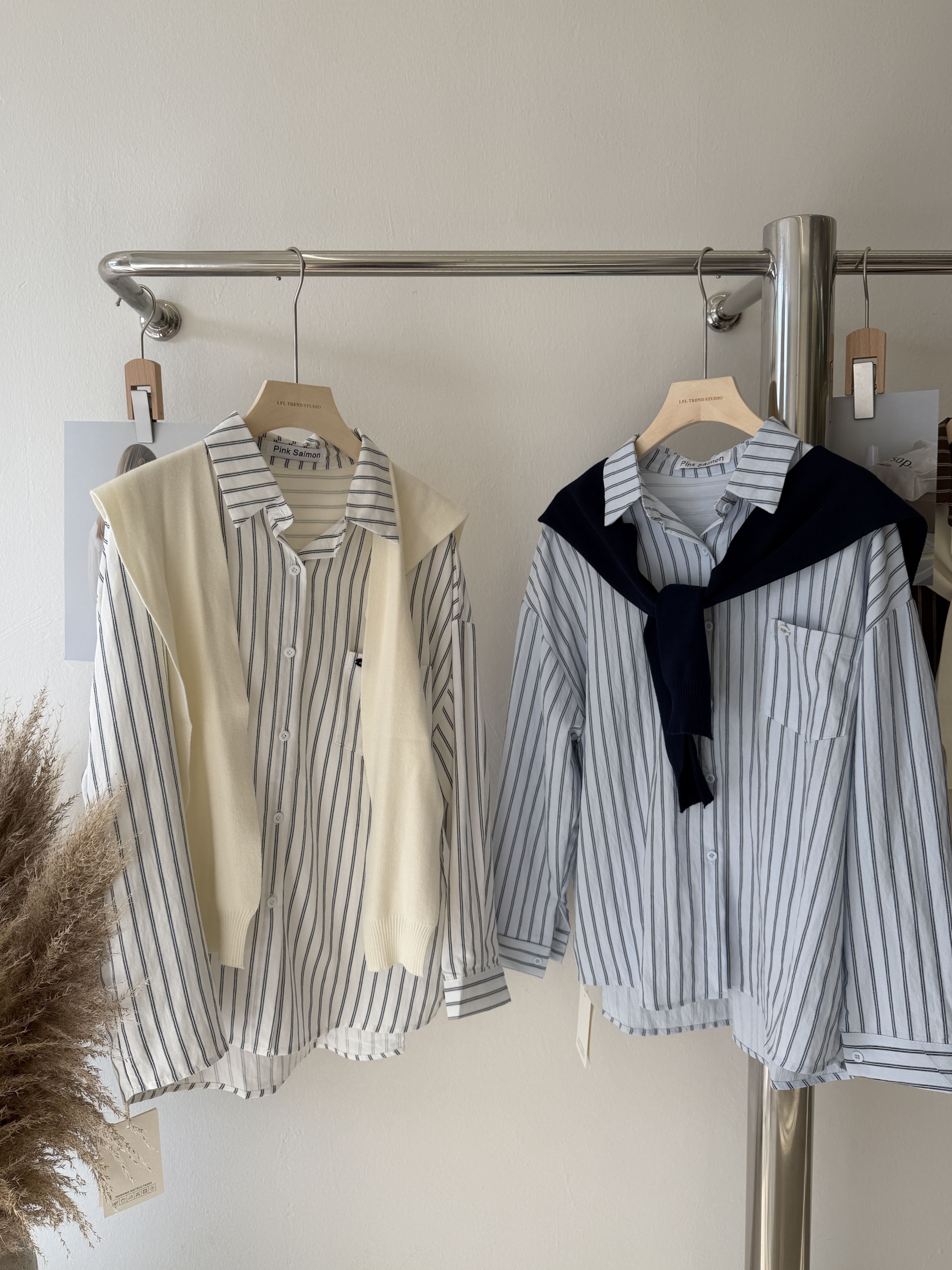 6509 韩系披肩条纹衬衫