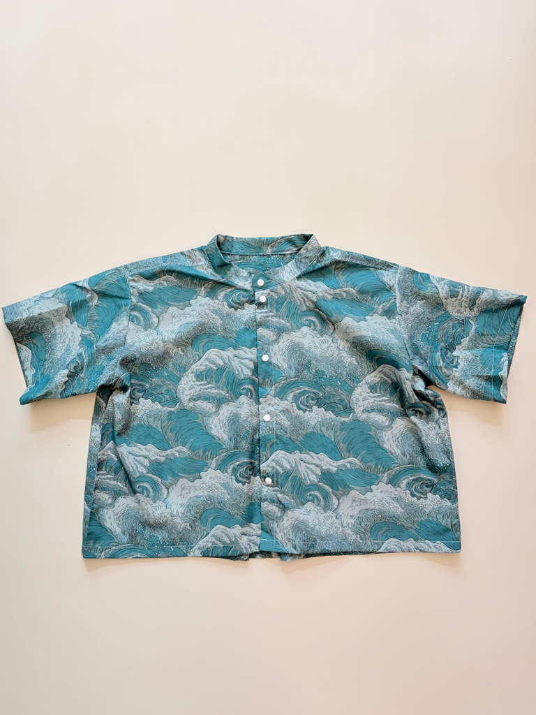 藍綠海浪圖騰親子裝（Liberty 布料）