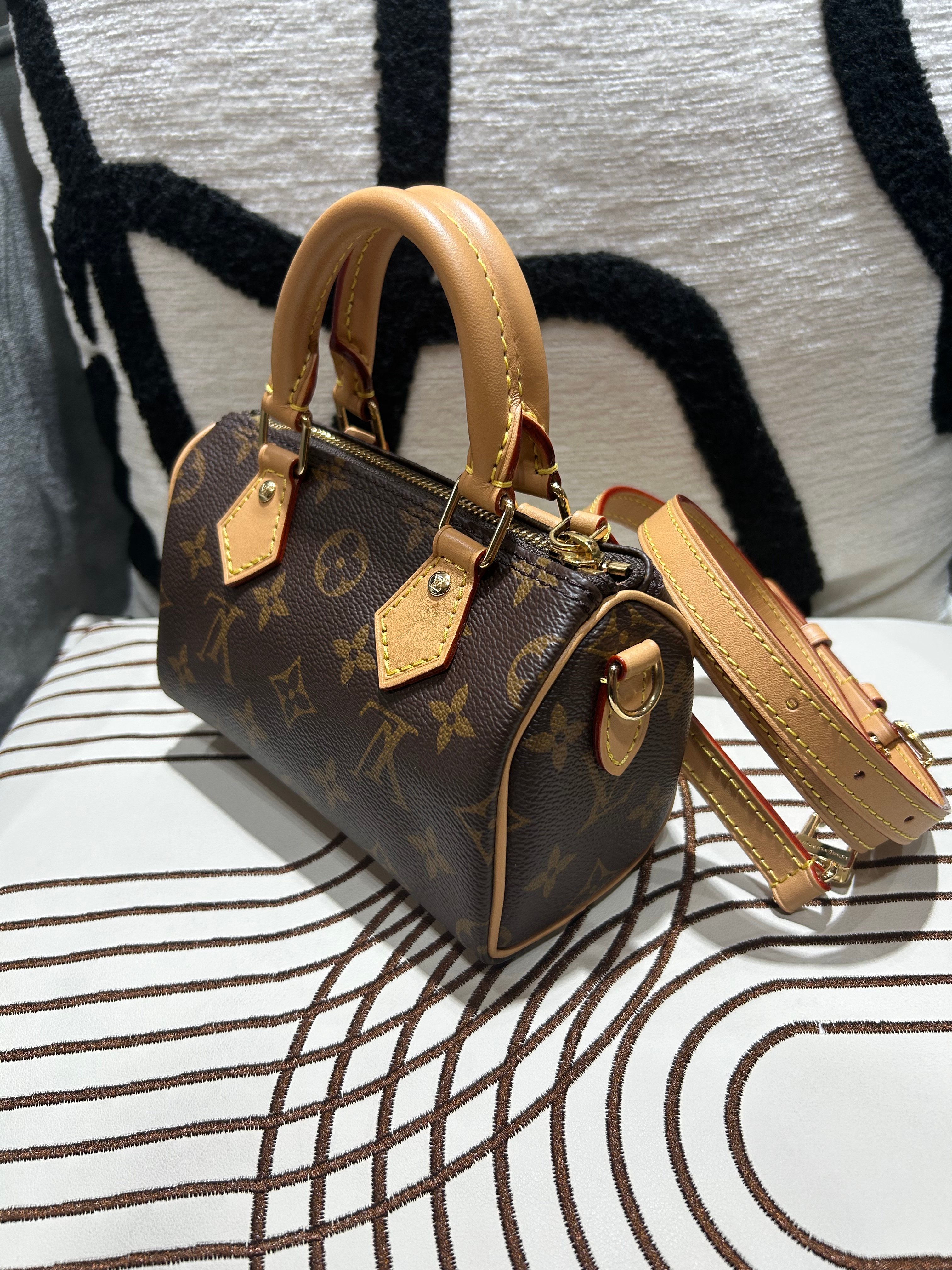 LV Nano Speedy monogram Crossbody Bag 100%Authentic, 98%New ✅Strap ✅Dust bag