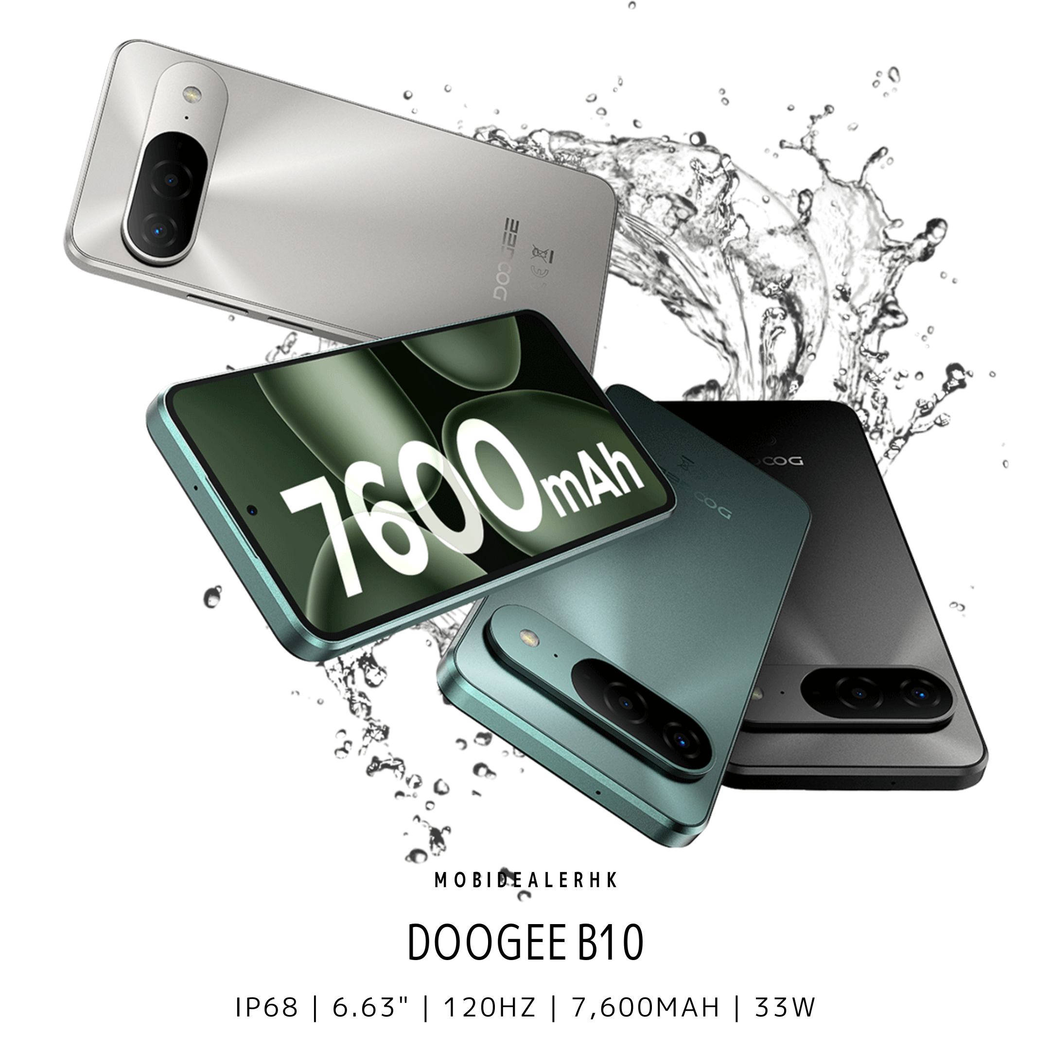 Doogee B10 | 道格 B10 | 4G | 智能手機 | IP68/IP69K 防水級別 | 6.63" | 120Hz | 7600mAh 大電池 | 33W 快充
