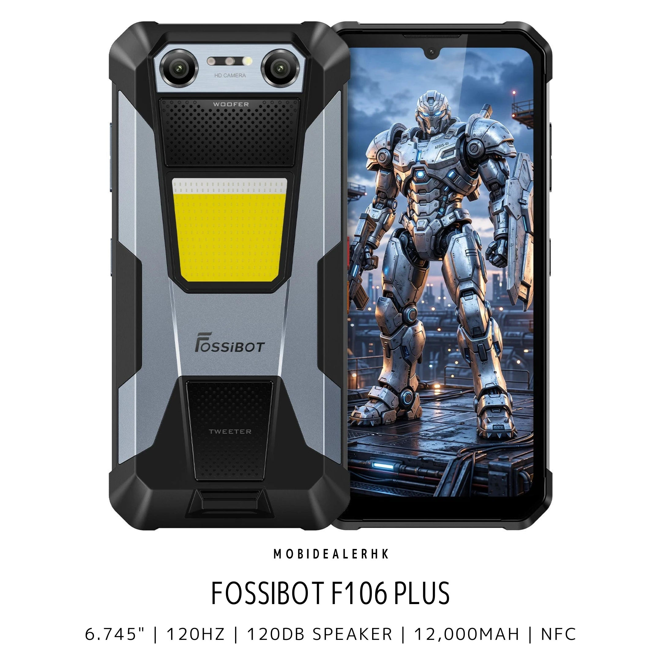 Fossibot F106 Plus | 4G | 三防手機 | 120dB 雙立體聲喇叭 | 12000mAh | 夜視鏡頭