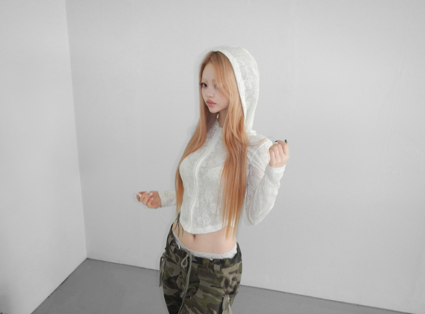 Floral Lace Zip-Up Hoodie