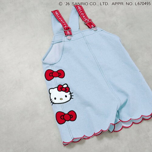 🆕【⭐訂購⭐】🇯🇵 日本直送 🌀#Kitty 刺繡貼布 扇形下擺 牛仔連身褲🌀[ELEA-0072] [260607]