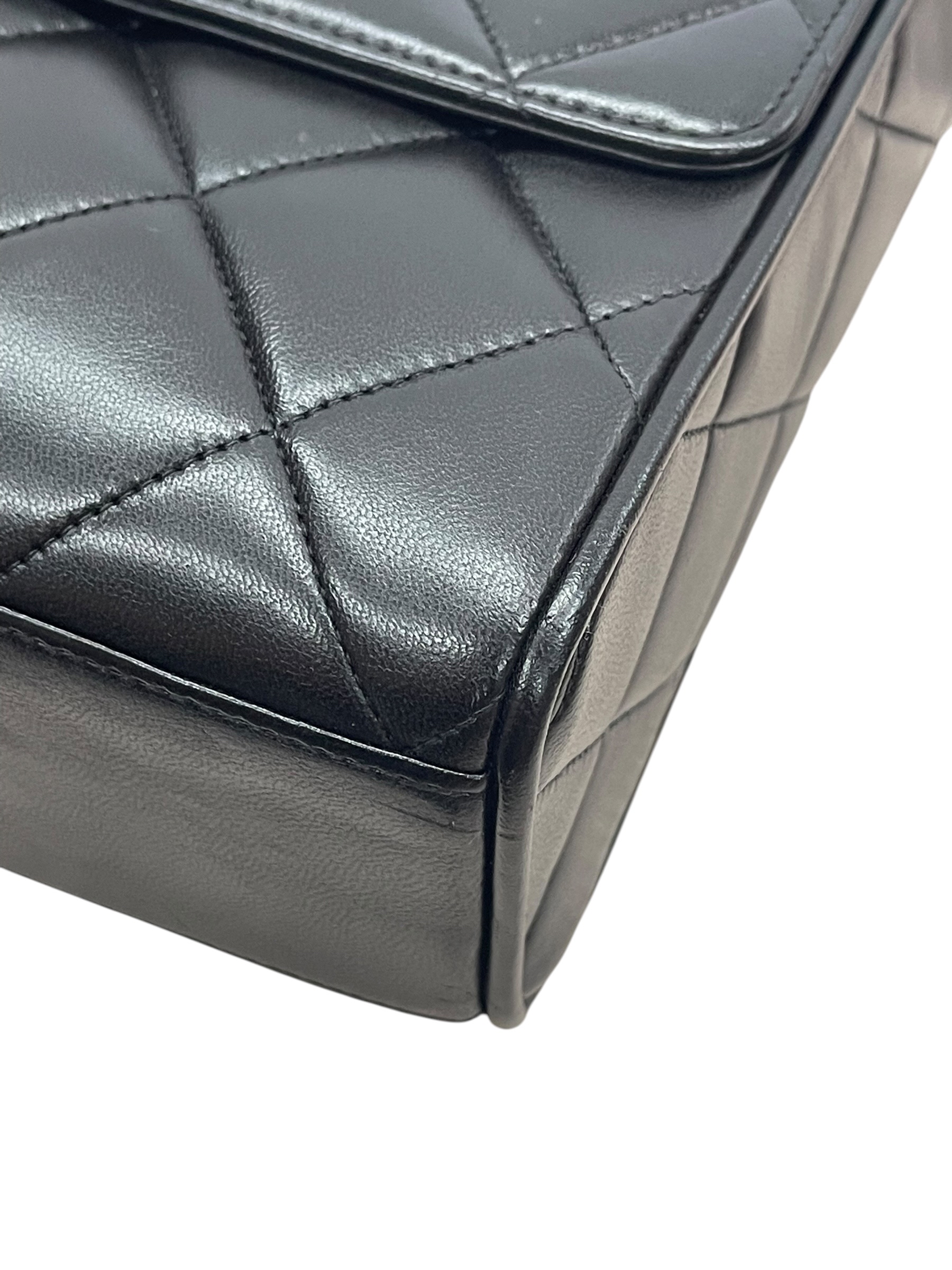 Pre-Owned CHANEL Black Covered CC Quilted Flap Bag Lambskin / Product Code:081310