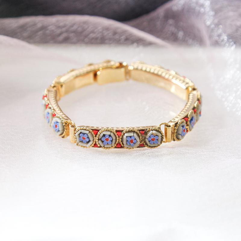 Vintage New Old Stock Mosaic Link Bracelet - Flower Blossom(FA204~FA209)