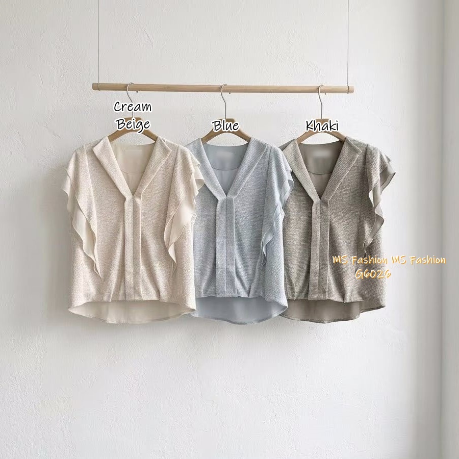 G6026 韓國🇰🇷靚色雙層ruffle top