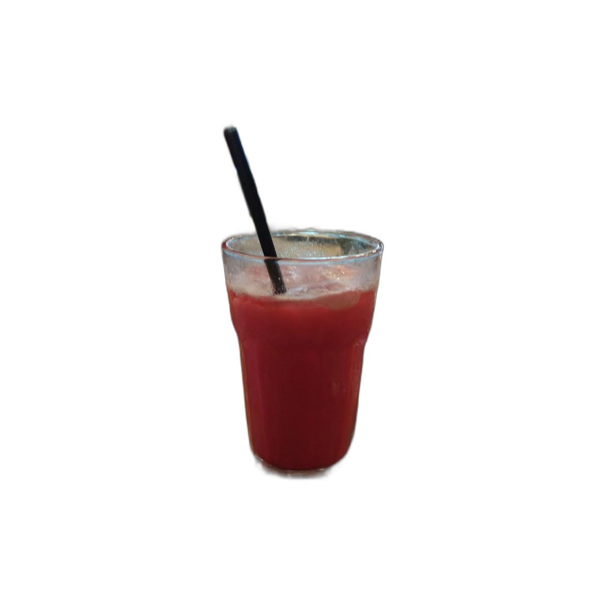 Refreshing Red Juice with Straw