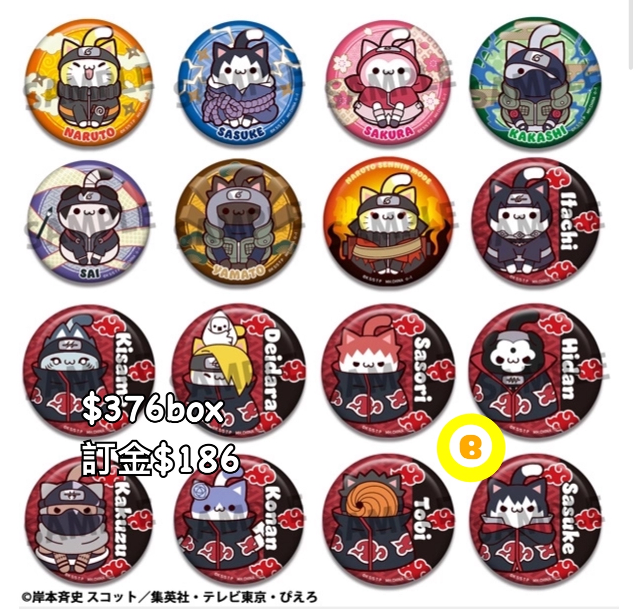 Preorder預訂8/2026年MEGA CAT PROJECT火影忍者襟章原盒