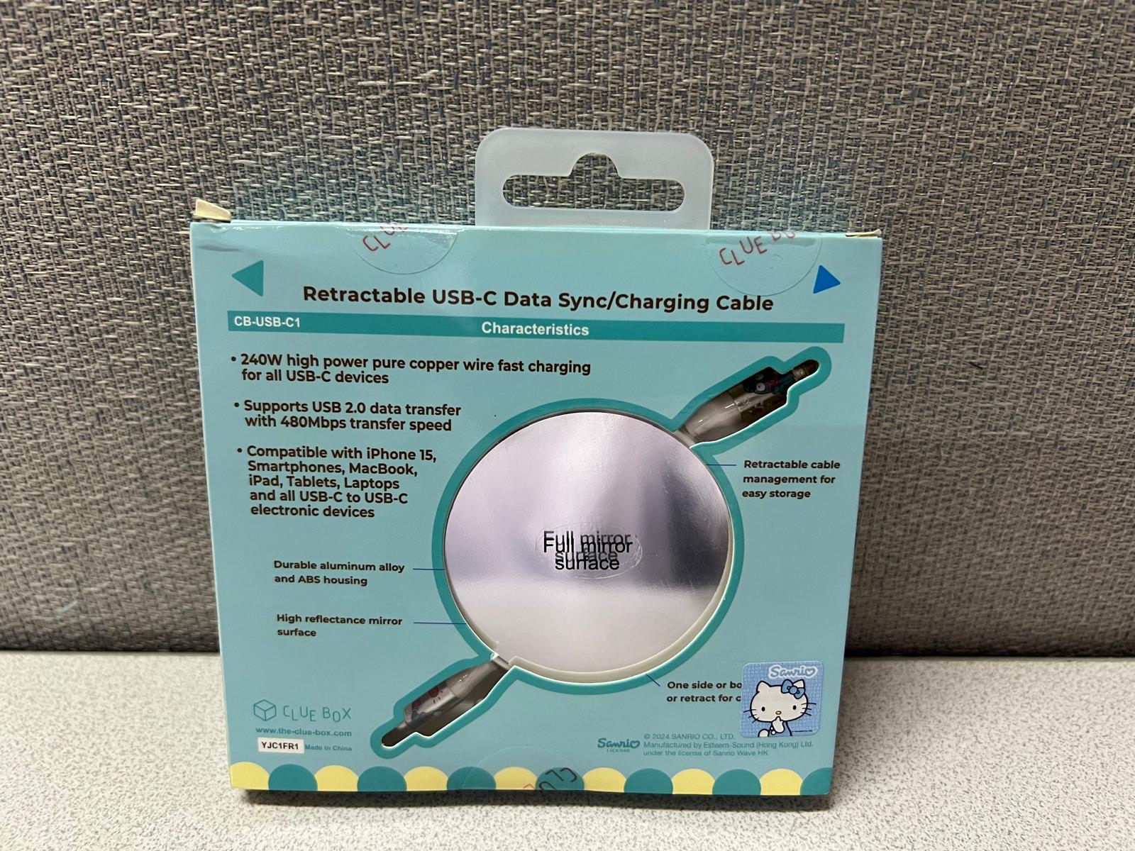 ❣️Sanrio 卡通 自動伸縮USB-C數據充電電線配備Lightning轉換插頭