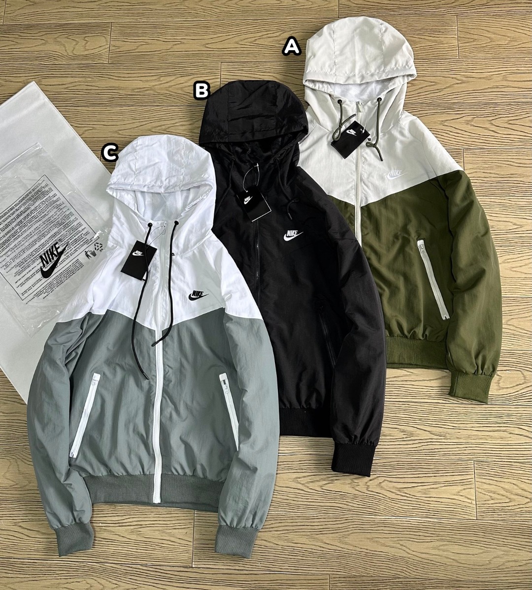 Nike 復古拼接連帽拉鍊外套