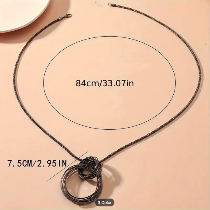 Hollow Round Pendant Long Chain Necklace