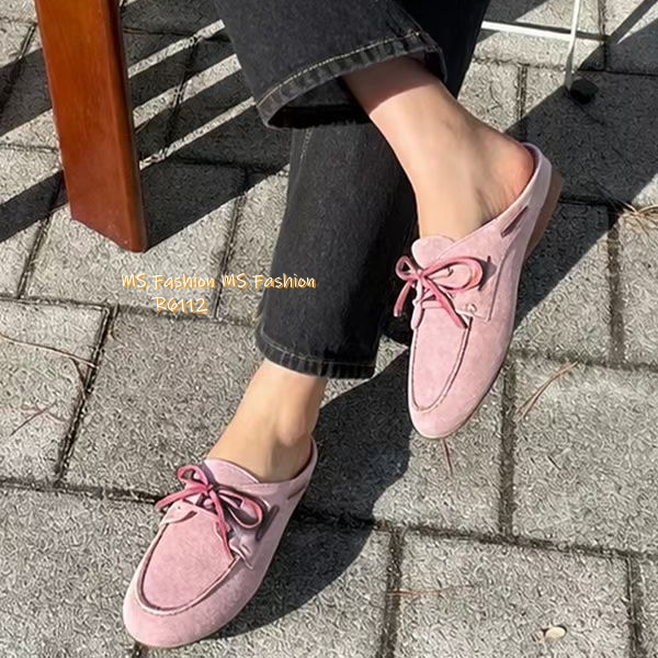 R6112 韓國🇰🇷真皮糖果色loafer後拖