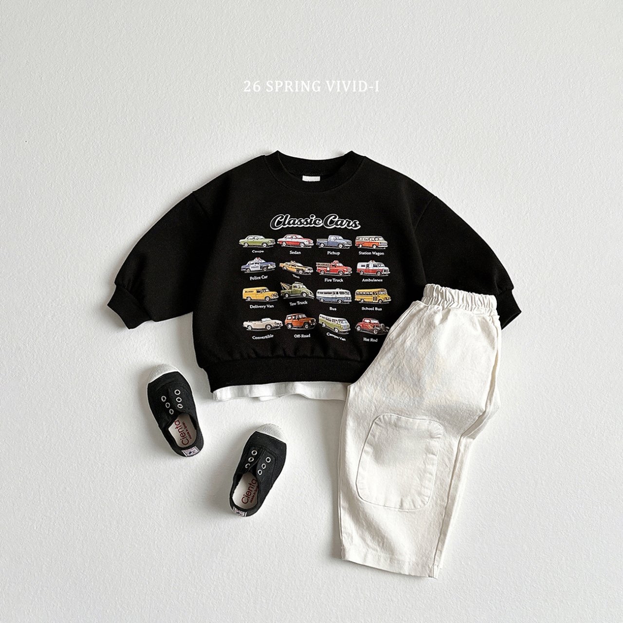 🌸預訂 韓國直送🌸🇰🇷VIVIDI三色迷你車車印花寬鬆衛衣