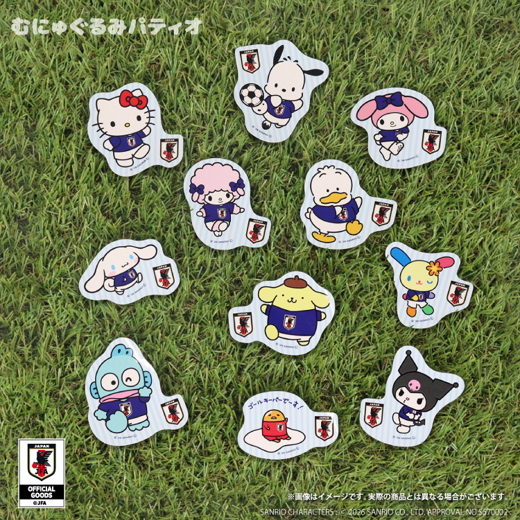 日本預訂📍日本Sanrio x 日本國家足球隊造型系列 - 單張貼紙盲盒 2026年8月下旬出貨