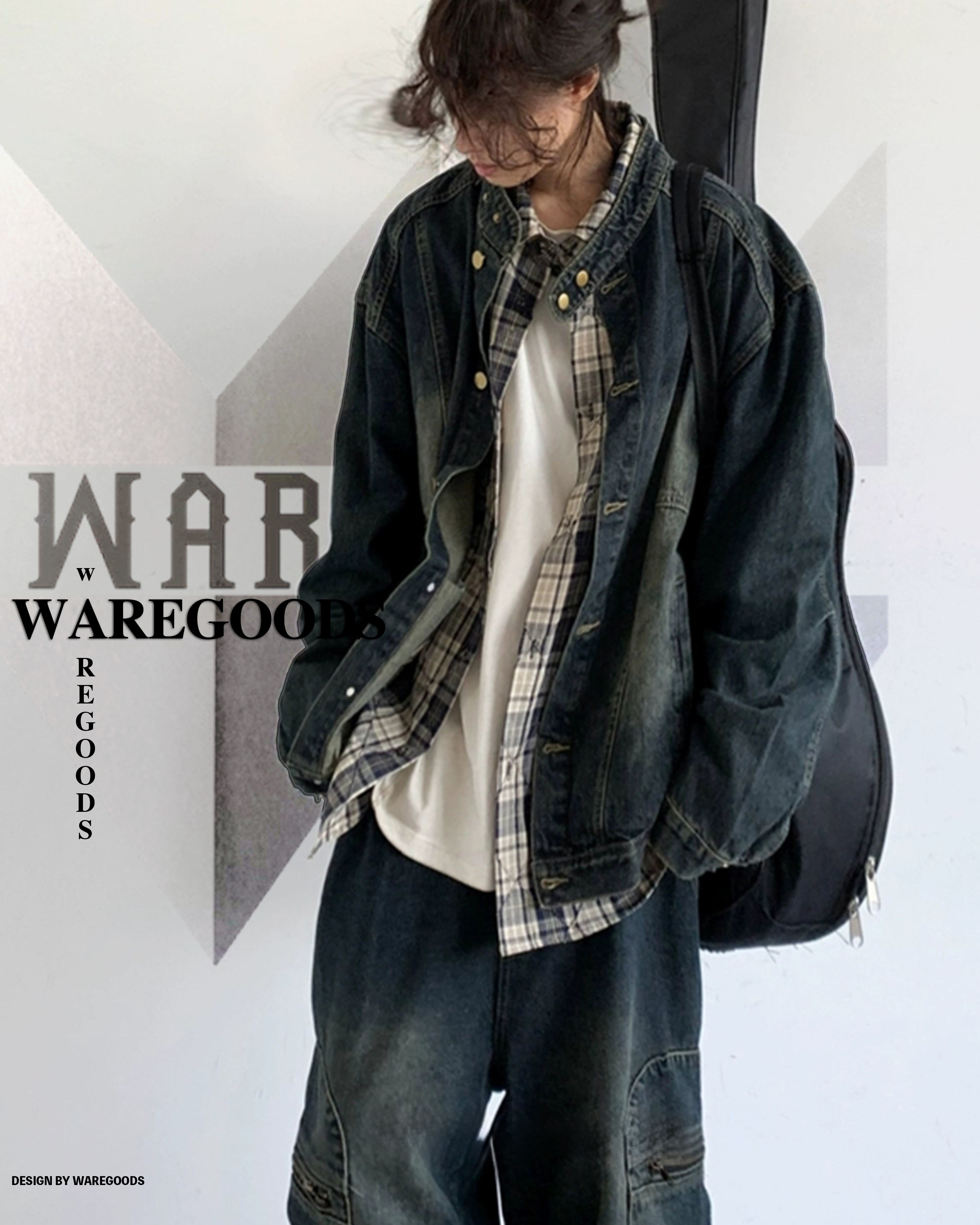 W917水洗單排扣牛仔外套