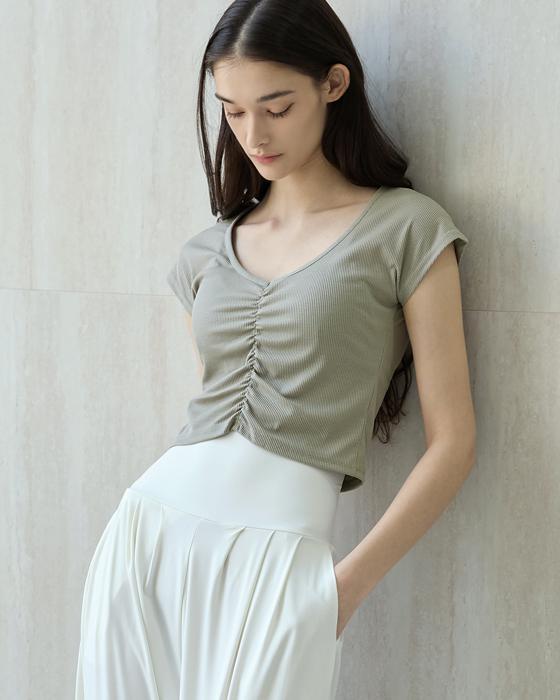 預購_DEVI-T0130 Julie Shirring Cap Sleeve by Devi wear