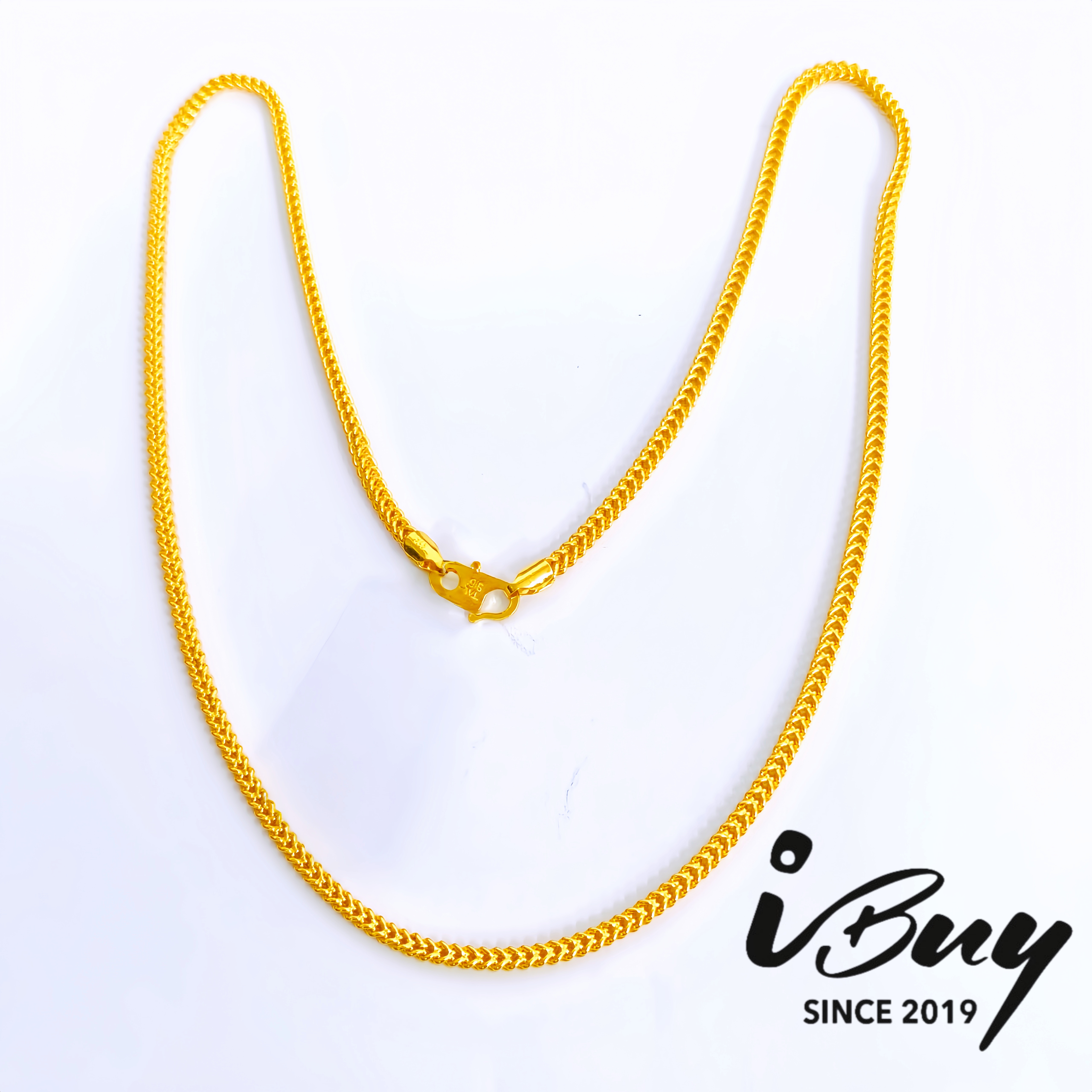 916 GOLD HOLLOW FOXTAIL NECKLACE 916 金 空心四方人字项链
