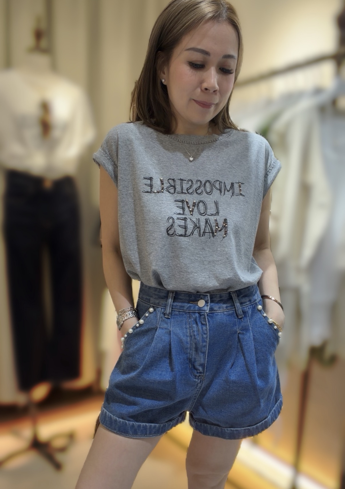 小飛袖字母印花T