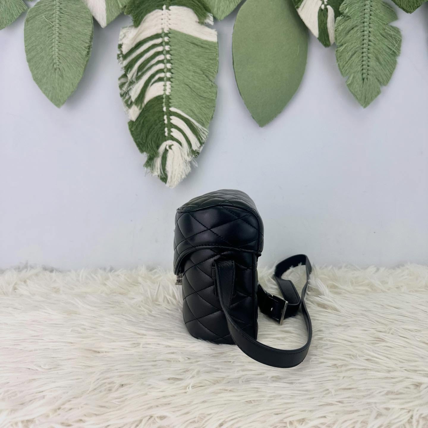 YSL 🤍PRE OWNED JUNE BOX 黑銀羊皮盒子包 單肩斜肩包🖤 