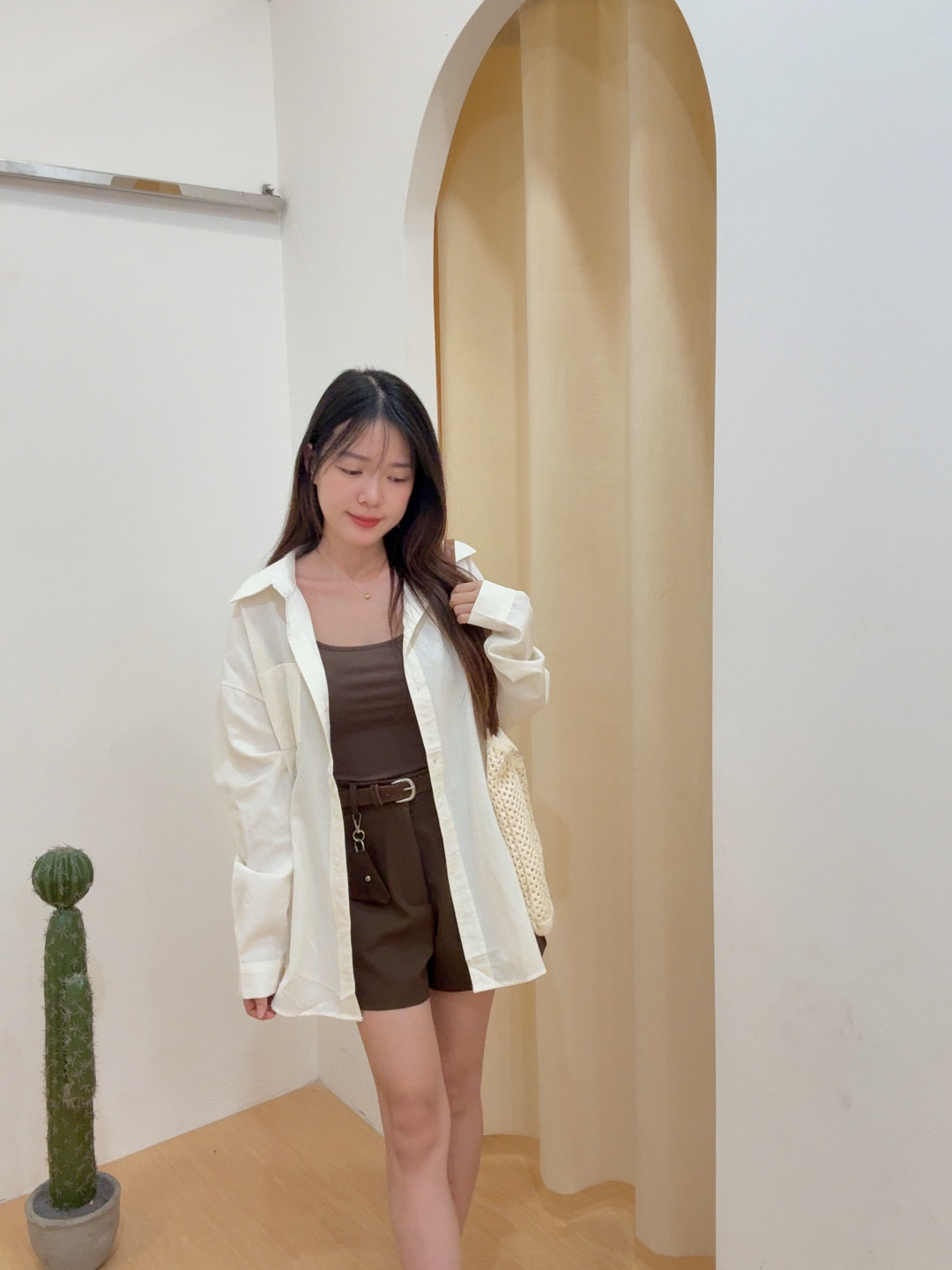 Bling细闪翻领长袖衬衫 R2600