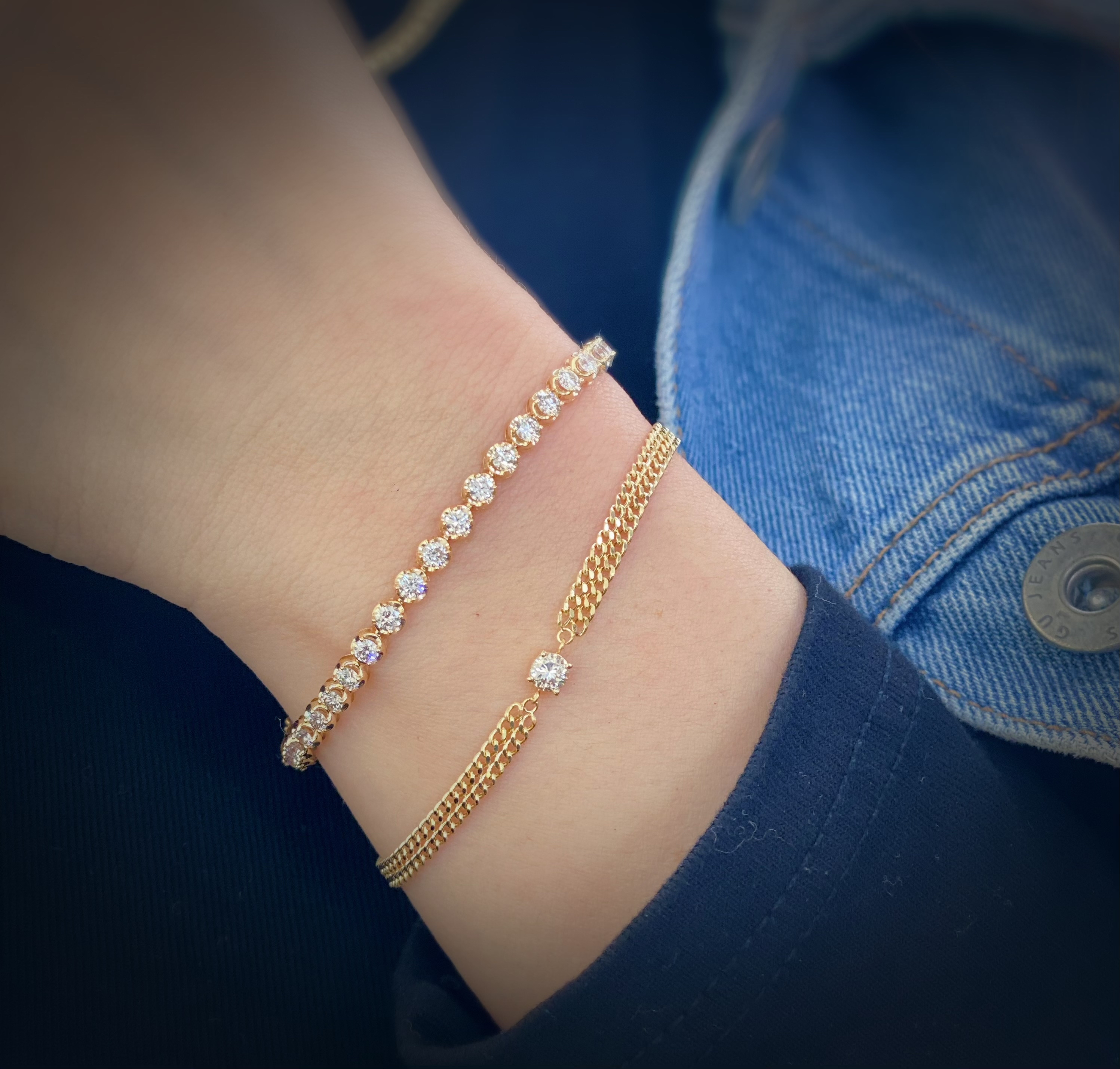 Diamond double-layer Cuban bracelet N240373