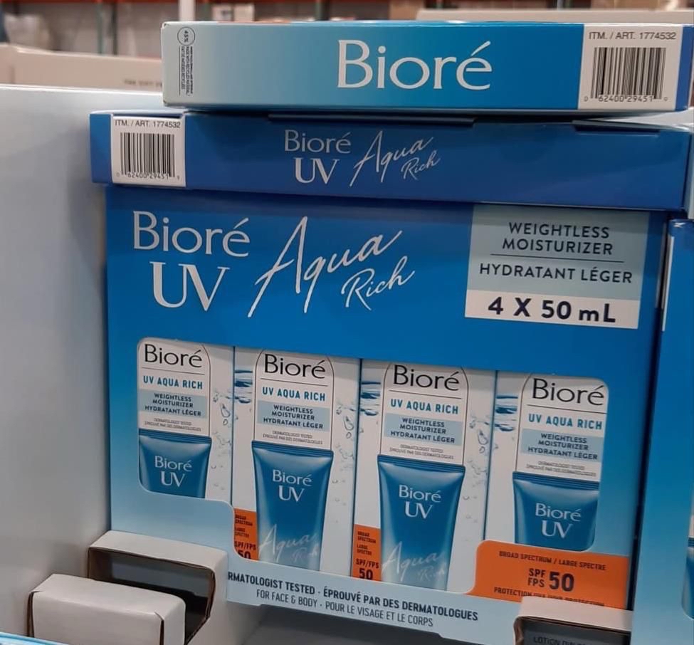 加拿大直送限時特價優惠中特價Bioré UV Aqua Rich 水潤防曬乳 （50 ml x 4)