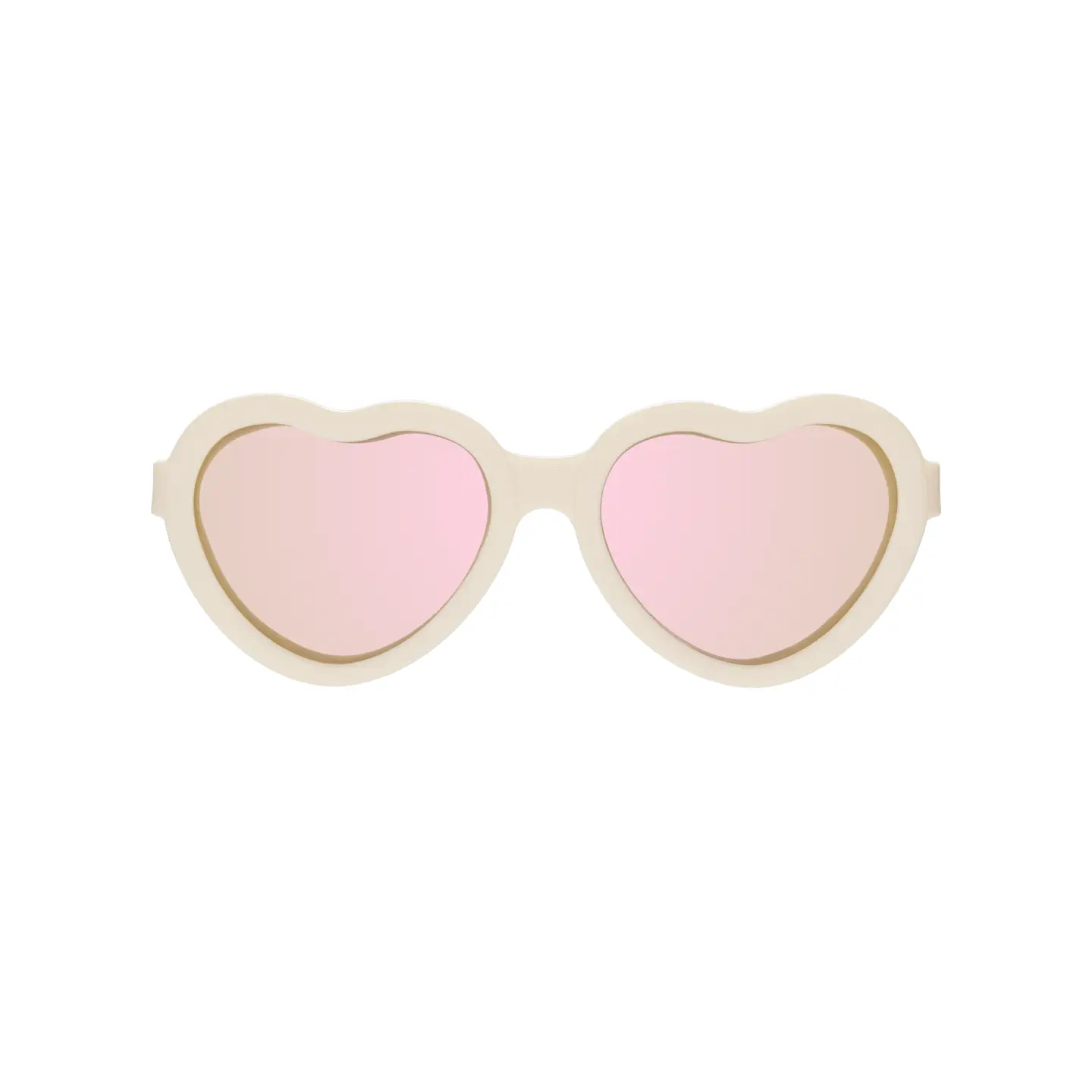 Sweet Cream Polarized Heart Sunglasses with Mirrored Lens