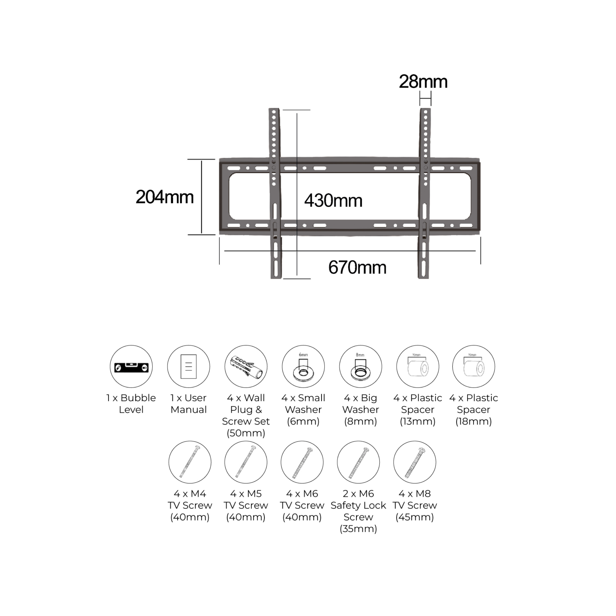 Phison 39"-65" Fixed TV Bracket PM-62F