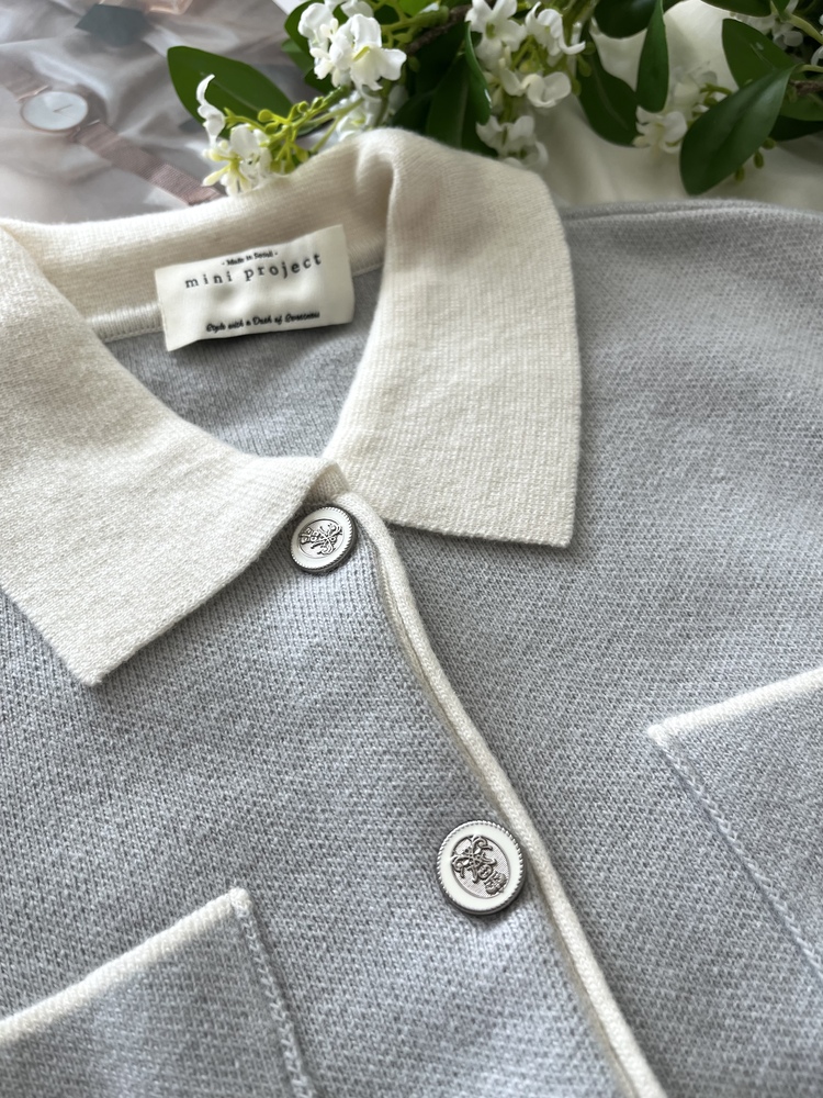 Elise Dual-Tone Cardigan (Misty Blue)