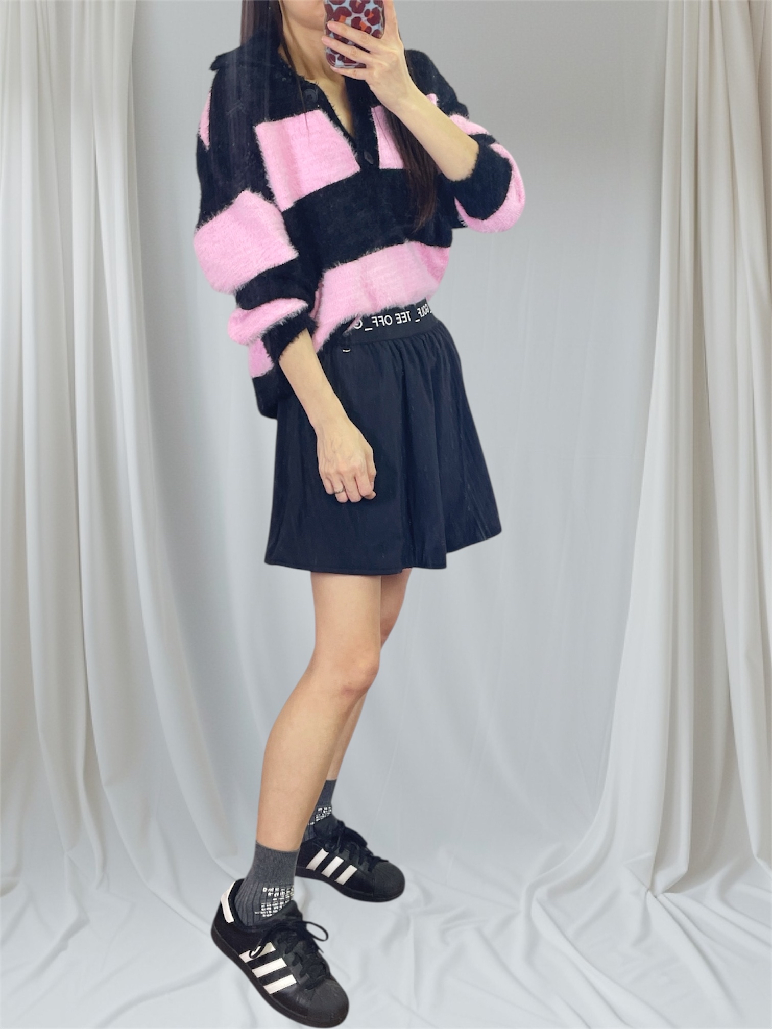 K5546 仿貂毛半胸間色針織