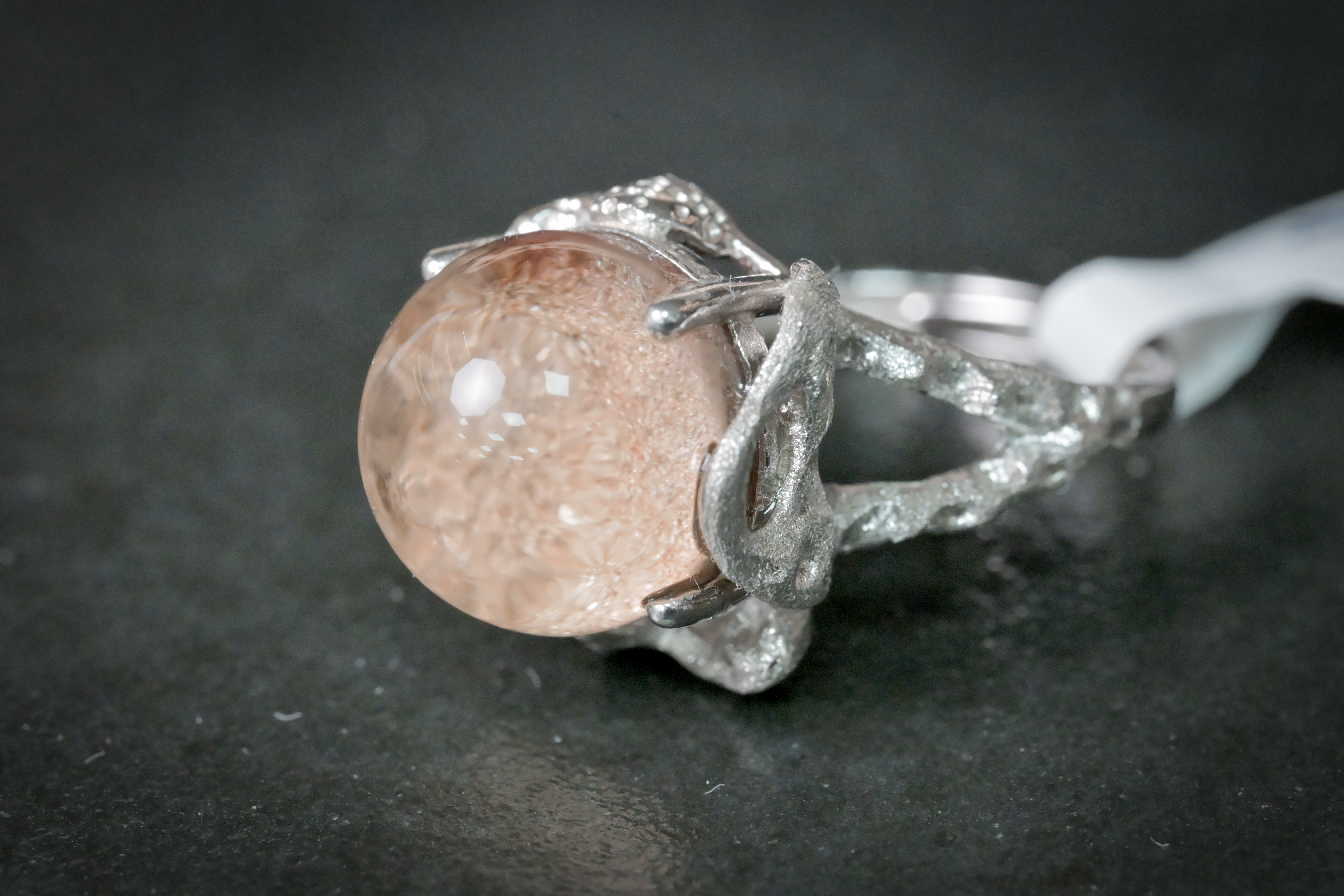 金沙幽靈水晶純銀戒指 #018｜日信水晶 身心工房｜Golden Sand Phantom Crystal Sterling Silver Ring #018