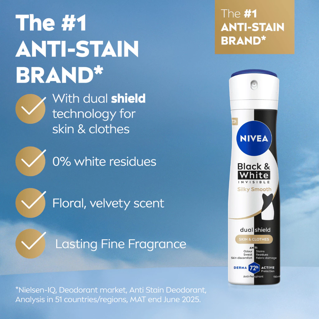 Nivea Women Deodorant Spray 150ml - Black & White Invisible Silky Smooth