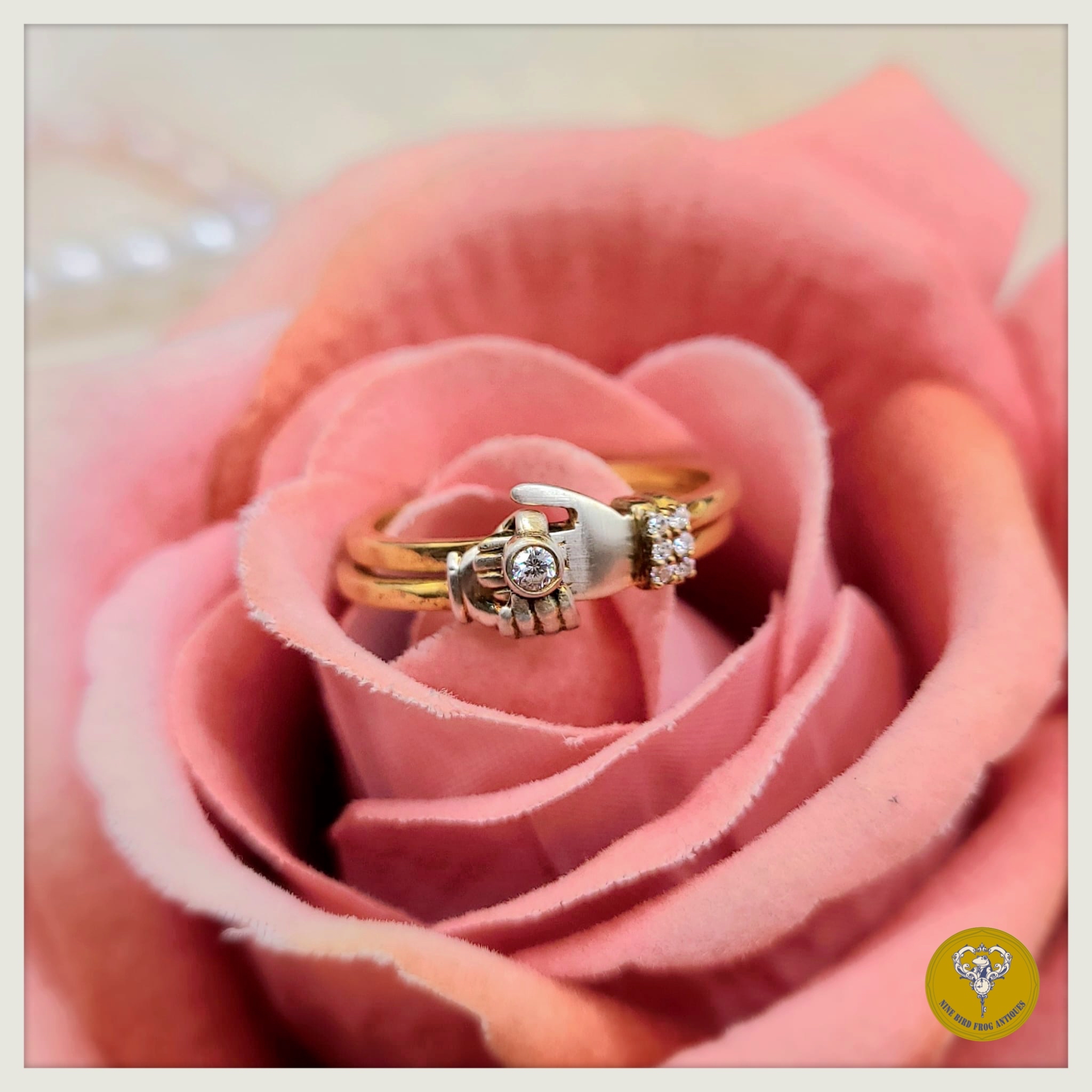 Gimmel Ring 鋯石純銀包金戒指