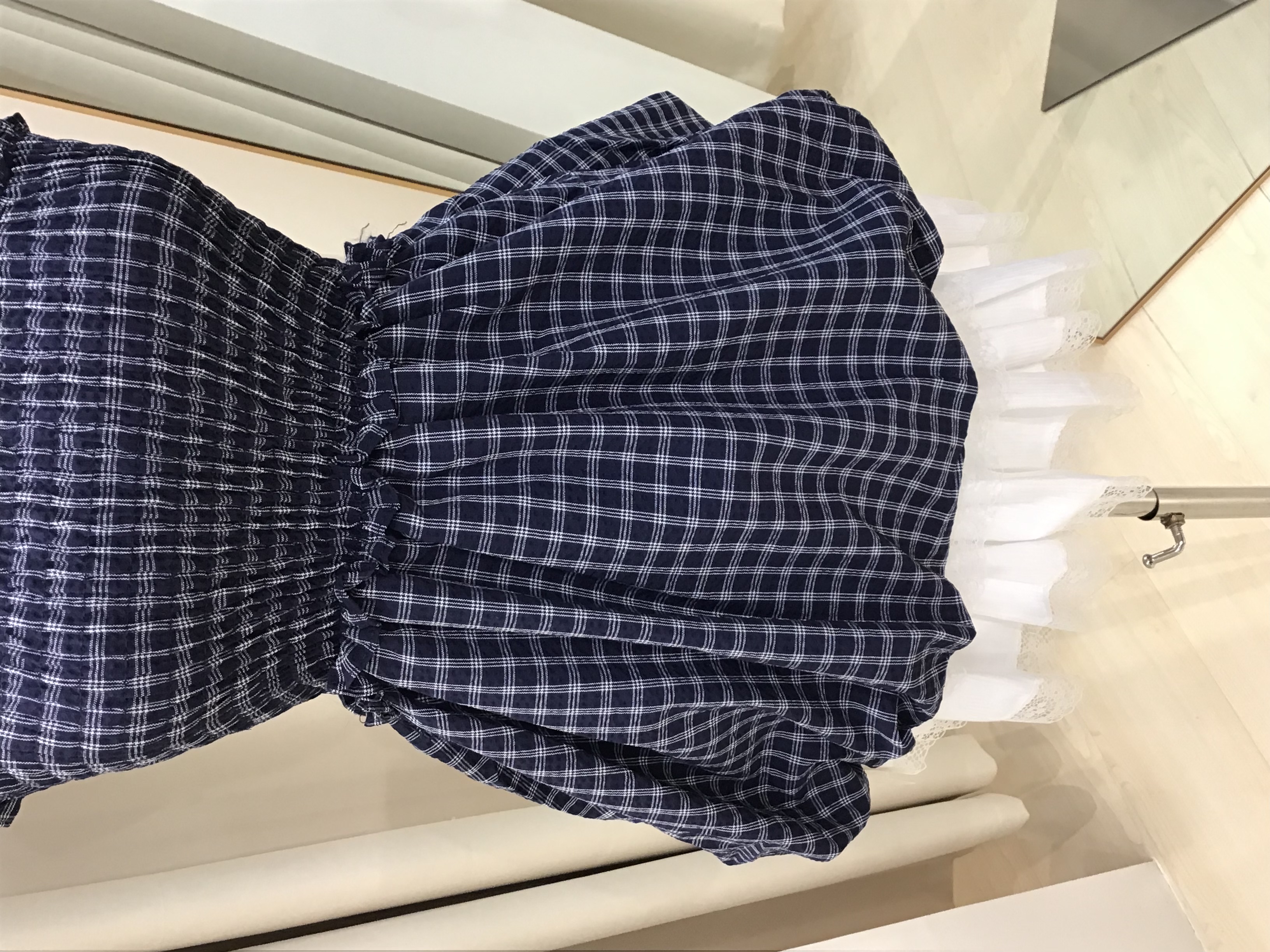 格子花苞吊带蝴蝶结