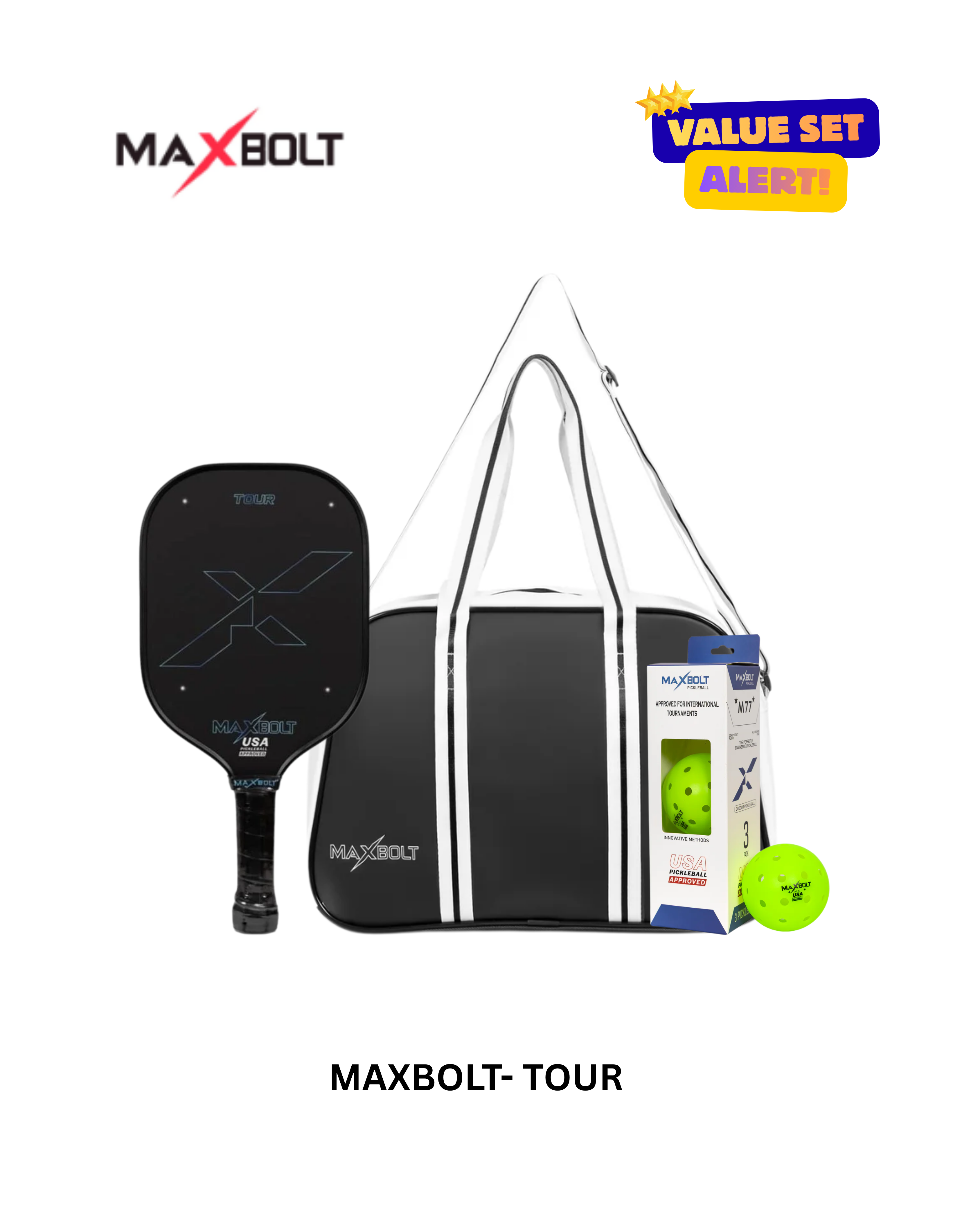 Maxbolt Tour Black/Blue pickleball paddle 16mm