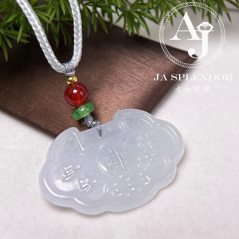 JN-631 天然翡翠A玉-冰潤嵗嵗平安如意索吊墜