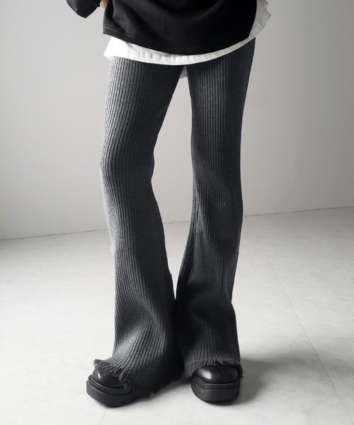 羅紋針織喇叭長褲【JP009】