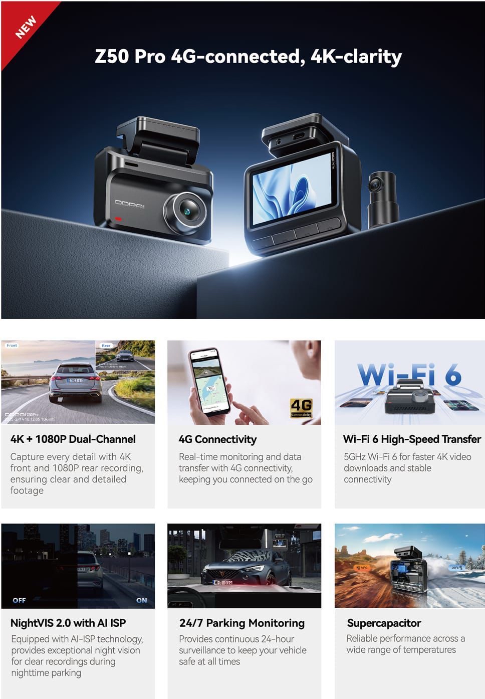 DDPAI Z50 Pro 4K 高清行車紀錄儀