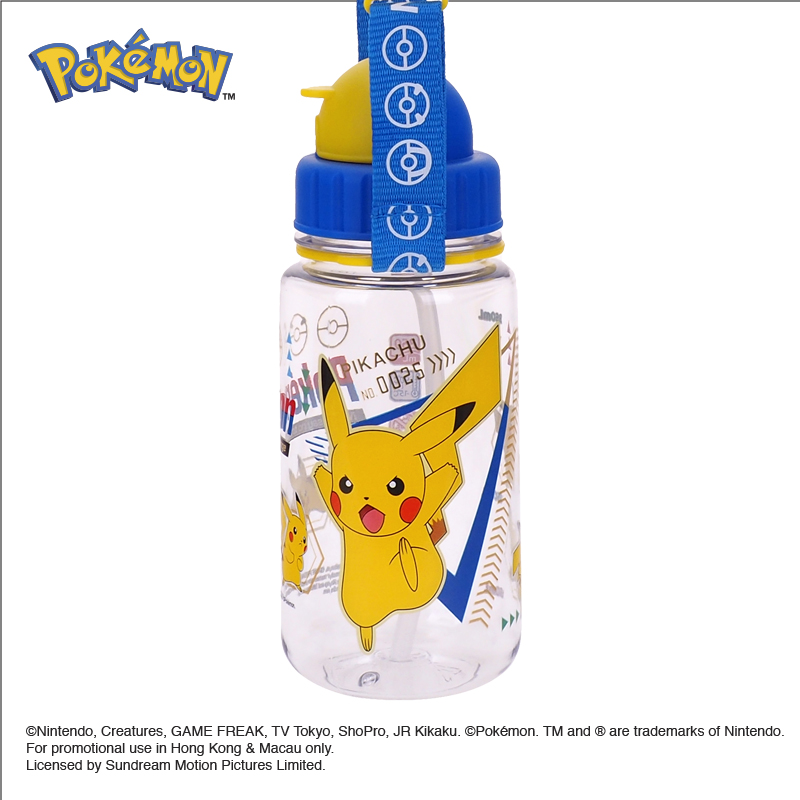 Pokemon 350ml Water Bottle w/ Straw & Neck Strap 膠水樽連飲管及頸繩