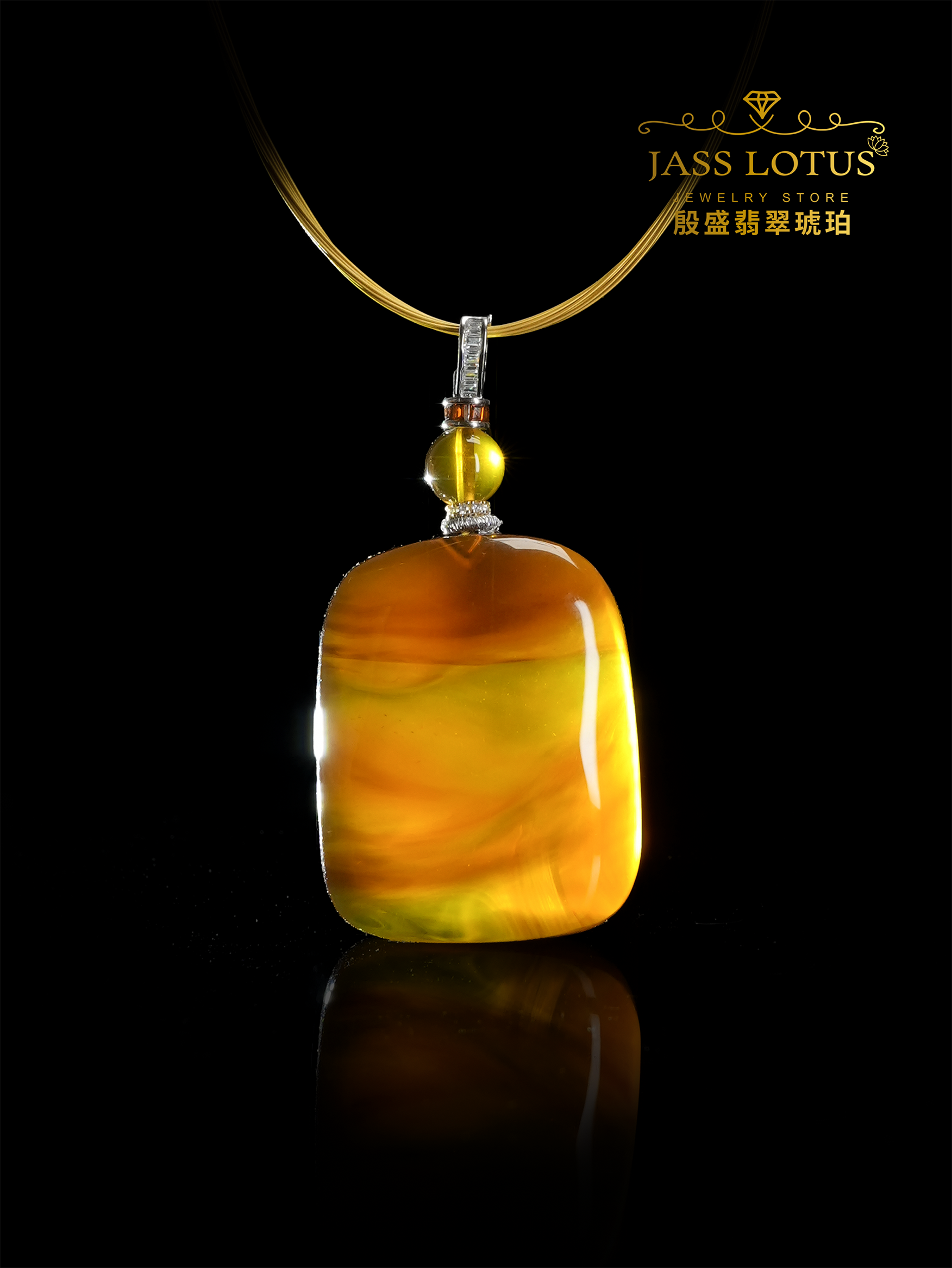 緬甸天然琥珀棕紅飄蜜珀無事牌吊墜