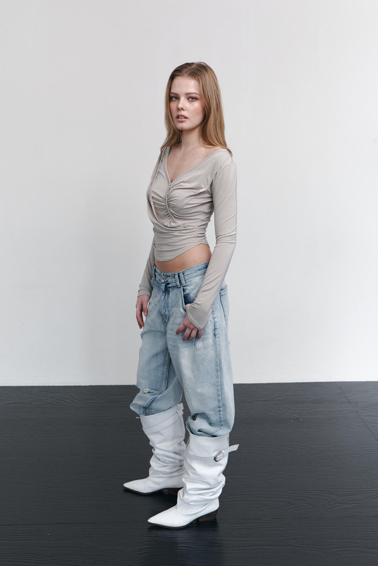 pleaseNOFOLLOW - Deba Long Sleeve Top (Silver Grey)