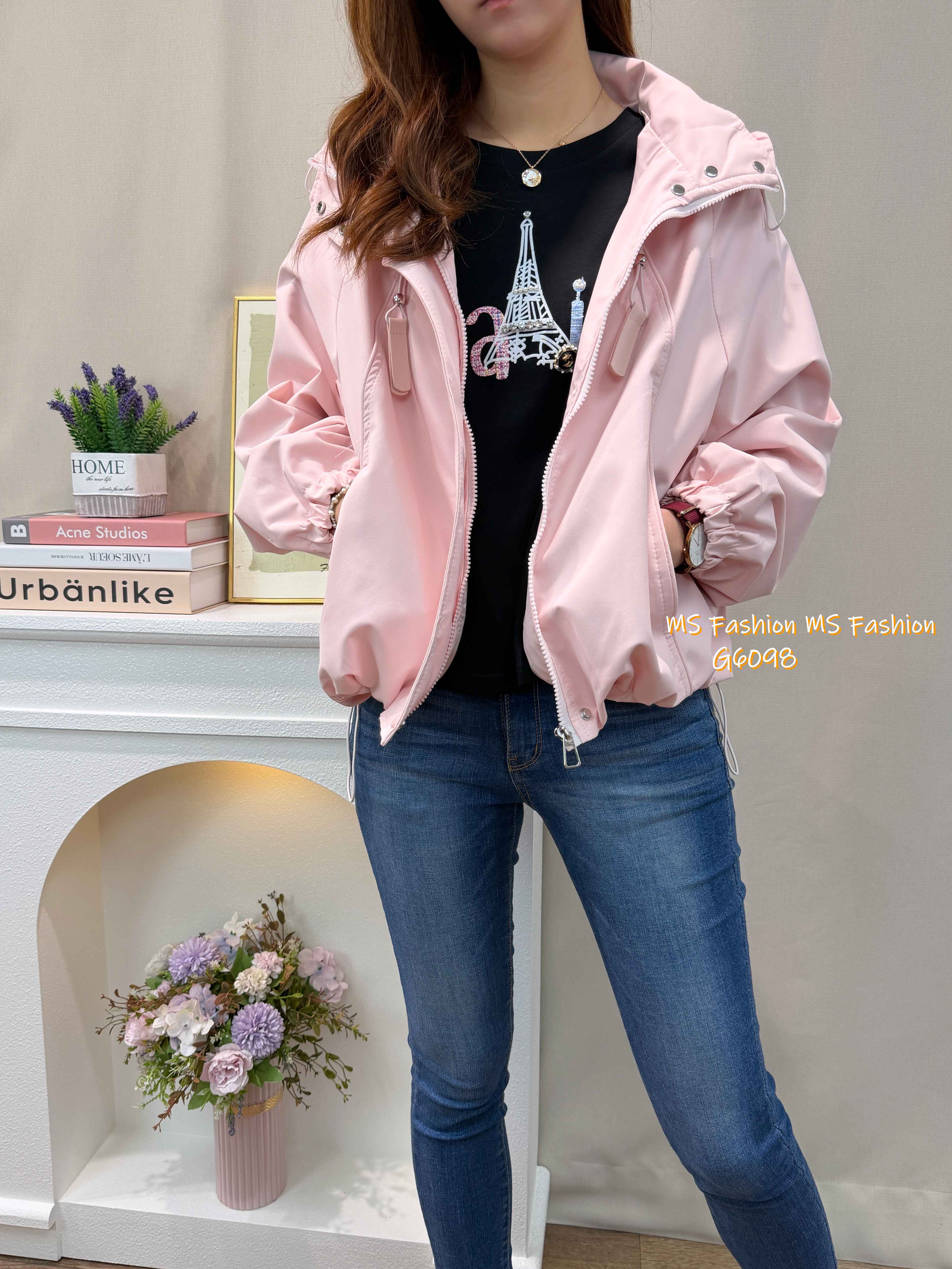 G6098 韓國🇰🇷靚色有帽風褸