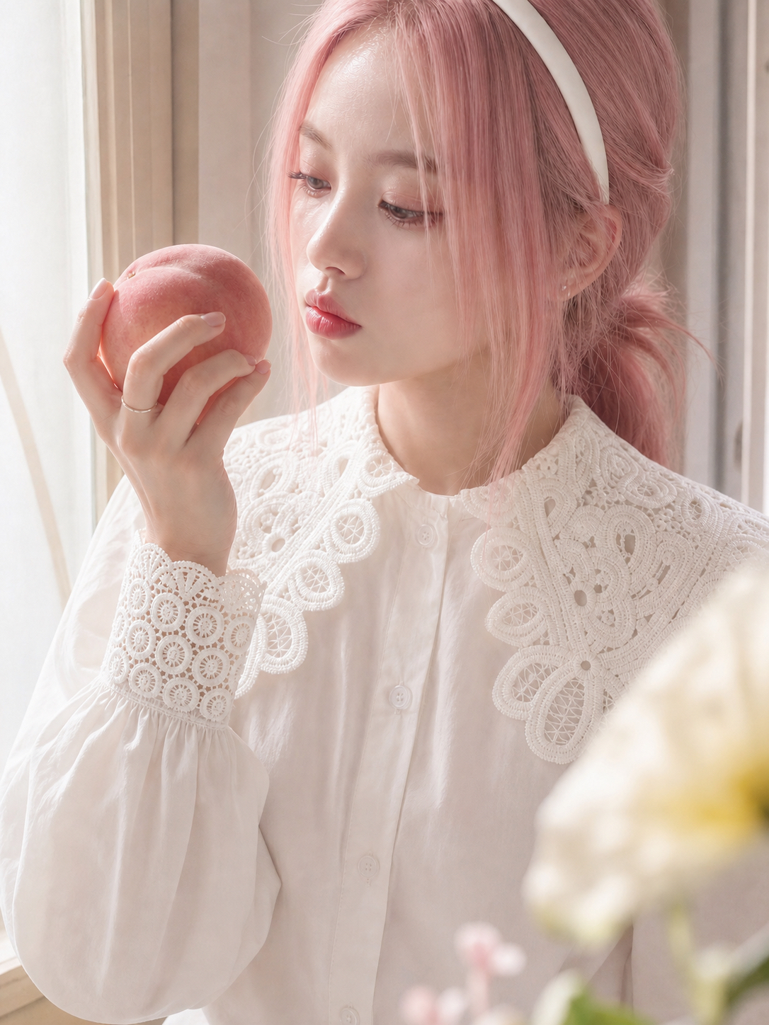 【APV Girliness Line 】Lace Collar Vintage Charm 蕾絲領復古魅力襯衫
